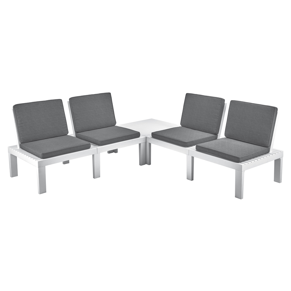 Conjunto de jardín resina Molok blanco con cojines