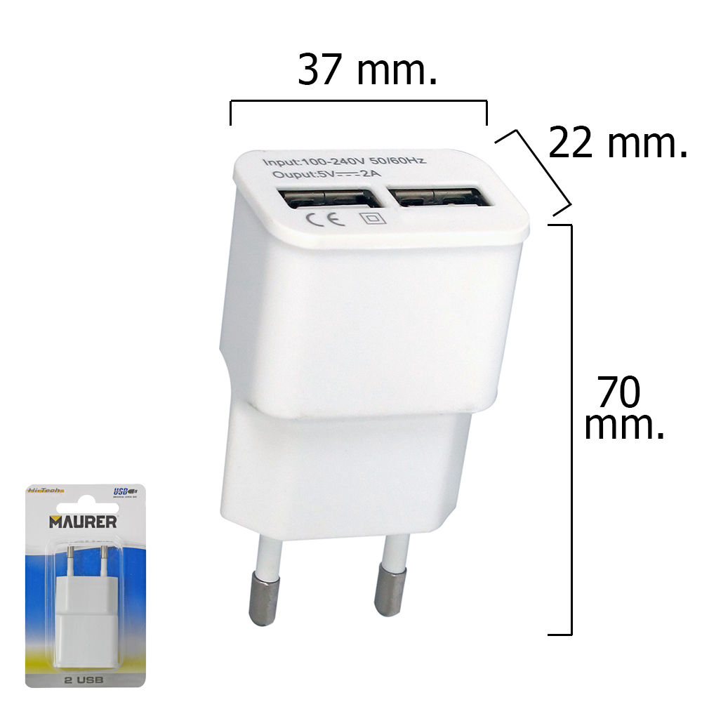 Adaptador cargador enchufe a USB