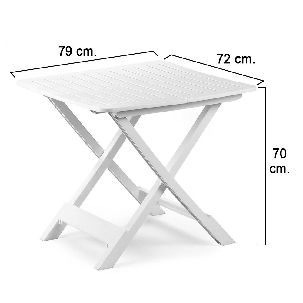 Mesa Resina Plegable Blanca 79x72x70 cm